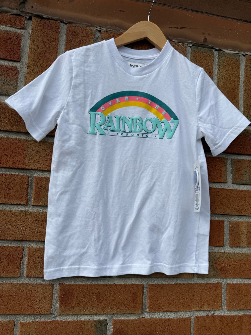 Over the rainbow Toronto Xs shirt + button pin NWT